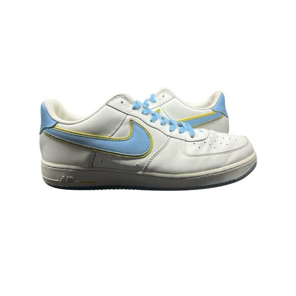 2005 Nike Air Force 1 Low White Blue Yellow 307109‑143 Size 13 main image 12